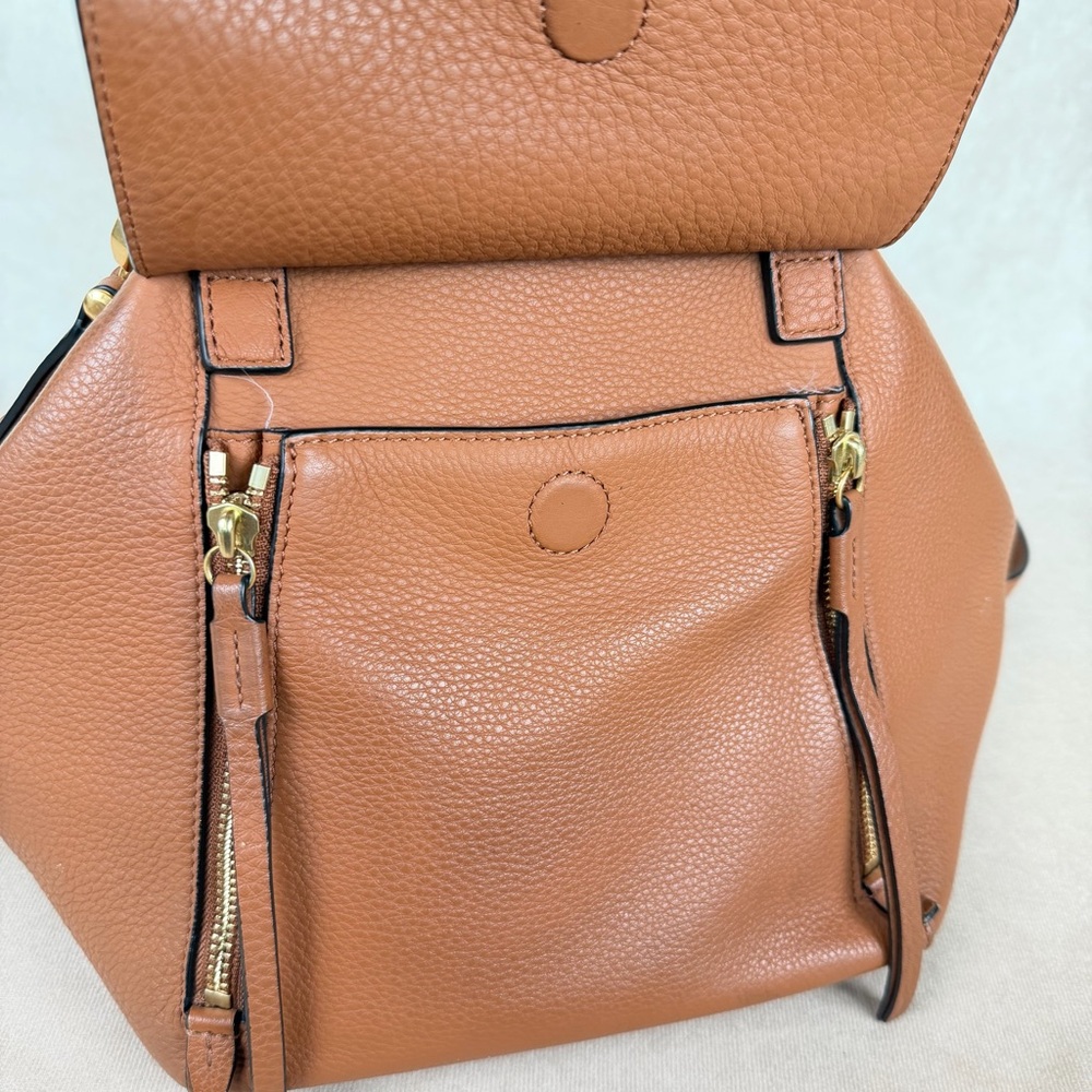 Tory Burch Brown Leather Half-Moon Top Handle Satchel Crossbody Bag - Picture 11 of 15